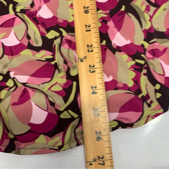 Lane Bryant Blouse 22/24 Button Up Stretch Knit Pink Abstract Long Sleeve - Picture 7 of 8